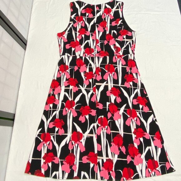 Liz Claiborne Princess Seam Pleat Neck A Line Floral Midi Dress XL Sleeveless - Picture 8 of 12